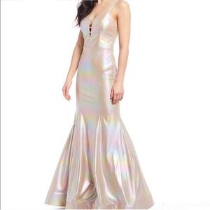 Nwt! City Vibe iridescent rainbow pearl prom dress gown 3